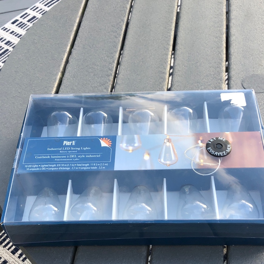 Pier 1 industrial LED String Lights in Blue Box never opened !
